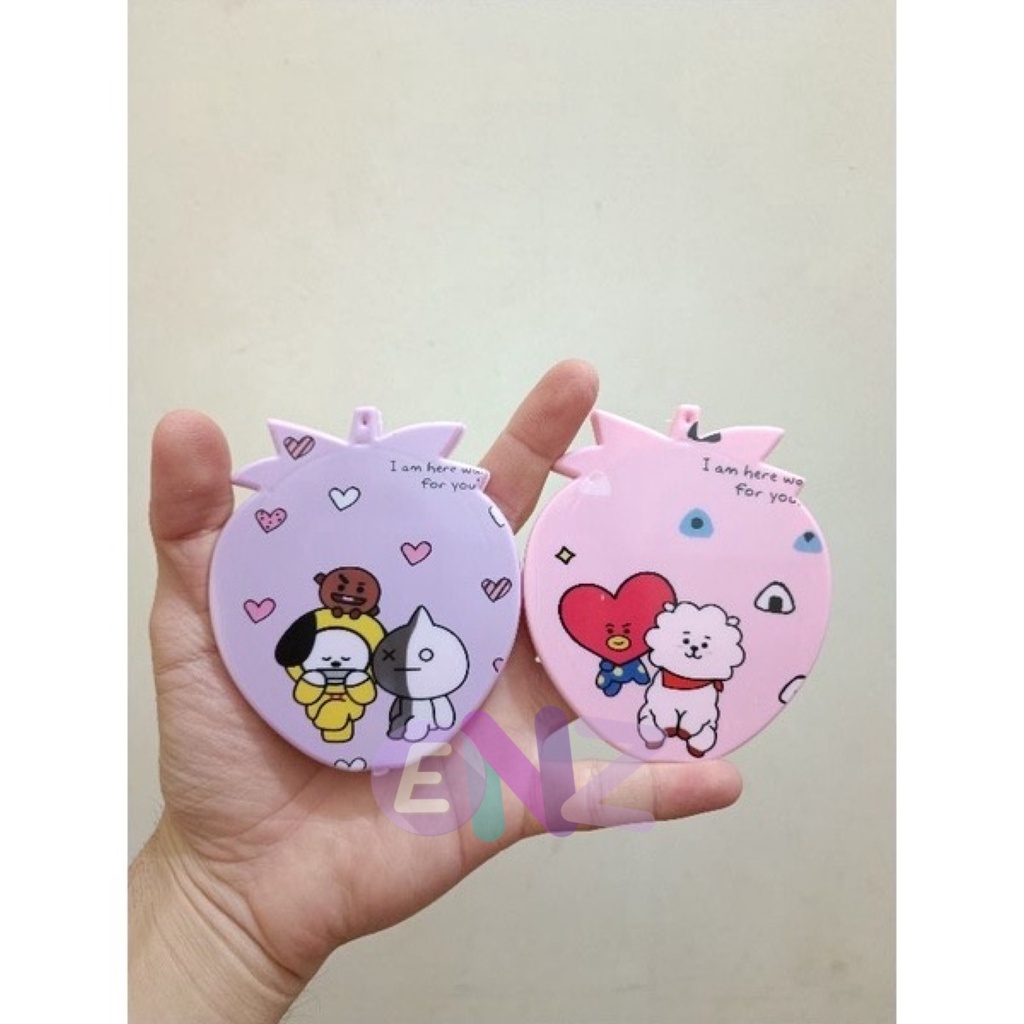 ENZ ® CERMIN MAKE UP + SISIR RAMBUT WANITA KARAKTER GAMBAR BT21 B T S BANG TAN KPOP MERCHANDISE KACA SISIR KARAKTER BT21 CERMIN LIPAT MINI / CERMIN SISIR LIPAT / Kaca Cermin Karakter BTS 1224