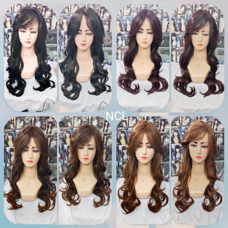 Wig Curly Panjang 55cm Rambut Palsu Wanita Model Keriting