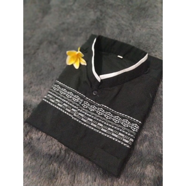 Grosir Baju koko murah/koko lengan pendek-hitam (katun)