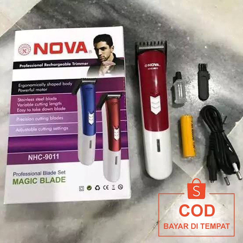 ✅COD Mesin Alat Cukur Rambut Jenggot Kumis Elektrik Cas Nova Nhc-9011 Original