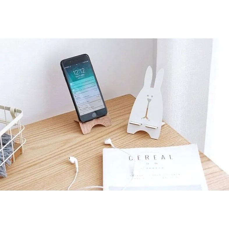 STAND HP KARAKTER RABBIT HOLDER KELINCI KAYU HANDPHONE SANDARAN DOCKING