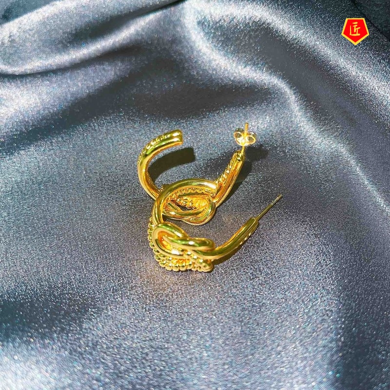 [Ready Stock]INS Style Personalized 925 Silver Knotted Stud Earrings