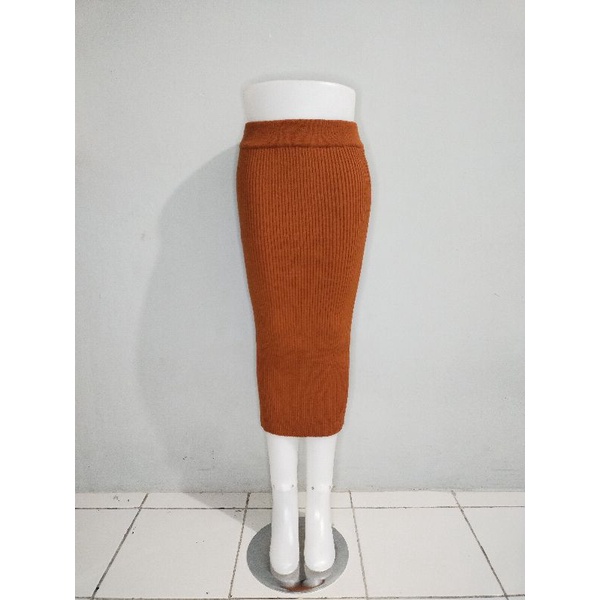 rajut premium, rok span rajut, rok span rajut, rok knit rajut premium-coral