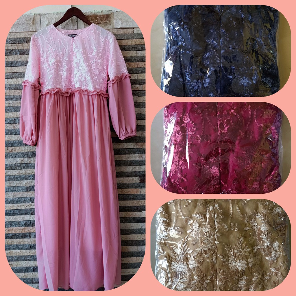 Gamis cruty semi brukat full furing