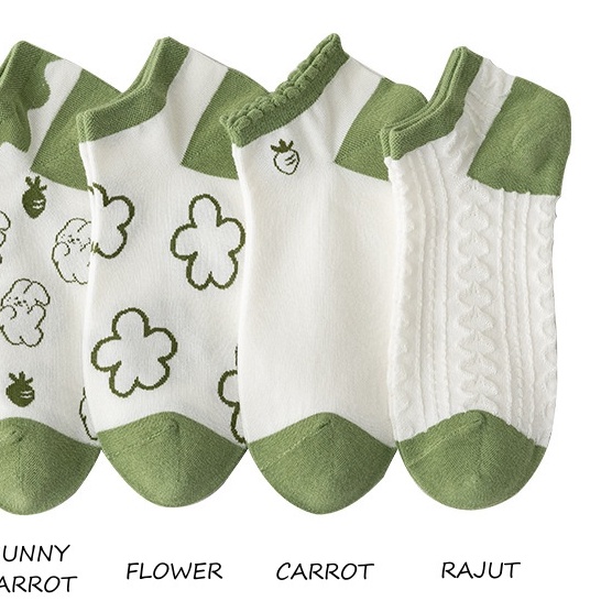 MURMURE.ID | KAOS KAKI MOTIF KARAKTER CUTE IMPORT KAOS KAKI WANITA PENDEK MOTIF SEMATA KAKI FASHION IMPORT-GREEN-RAJUT