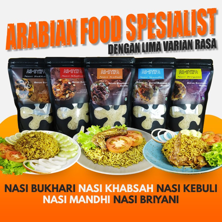 

Nasi arab kemasan, Khas timur tengah, komplit 350gram