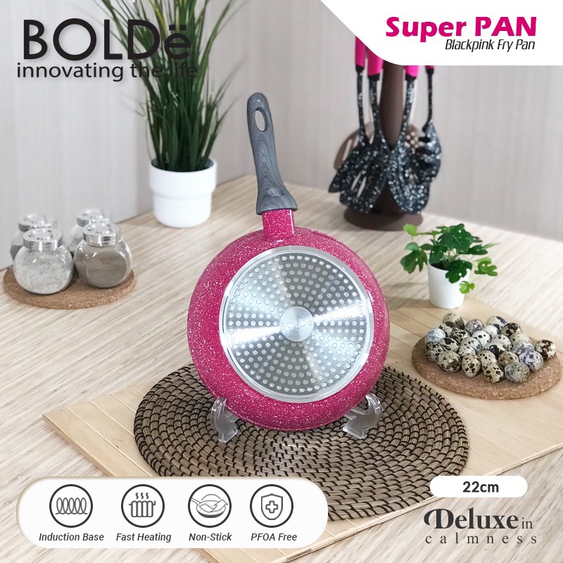 Bolde Granite Blackpink Beige Frypan 22 cm | Fry Pan Anti Lengket Penggorengan 22cm Granit