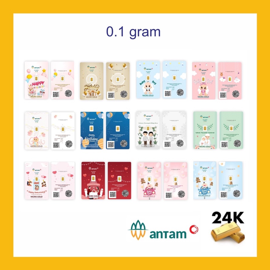 LM Emas Logam Mulia Antam 0.1 gram LM Emas Kita Hartadinata merek Micro gold Batangan 24k Birthday U