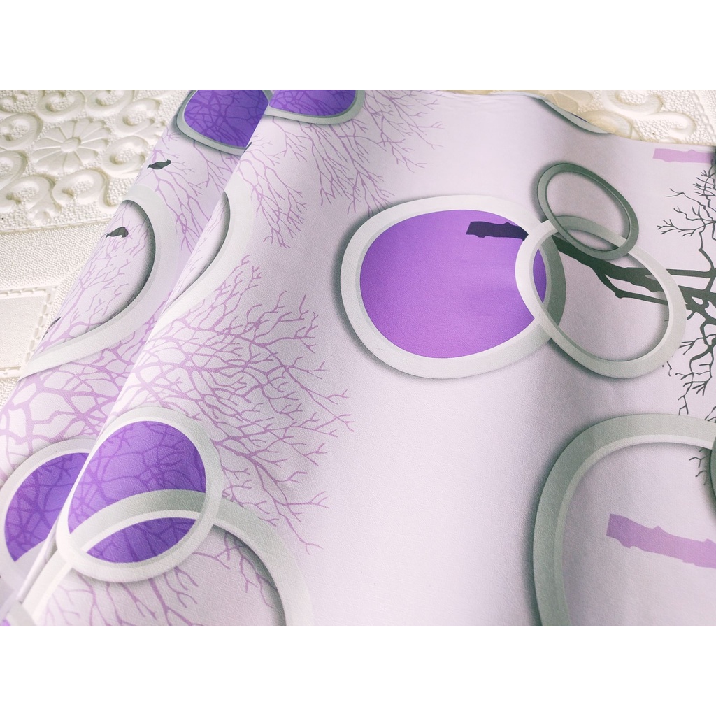 PROMO - TERMURAH PAKET Wallpaper 2ROLL Stiker Dinding Motif Dan Karakter Premium Quality MOTIF POLKADOT UNGU 3D GH197-1