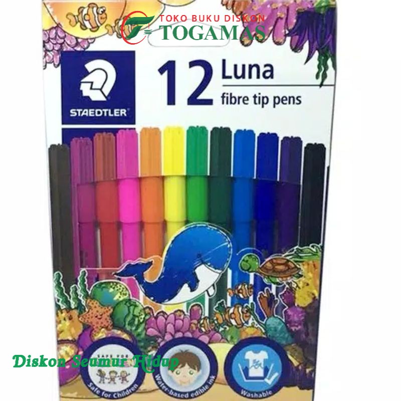 

STAEDTLER LUNA FIBER TIP PEN 12 WARNA IN CARDBOX