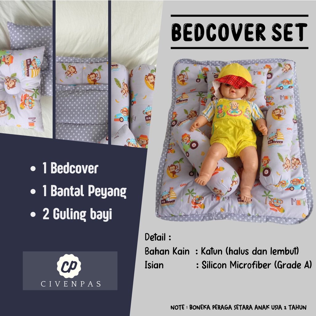 kasur matras bayi set bantal peyang bayi dan 2 guling / kasur bayi alas tidur bayi