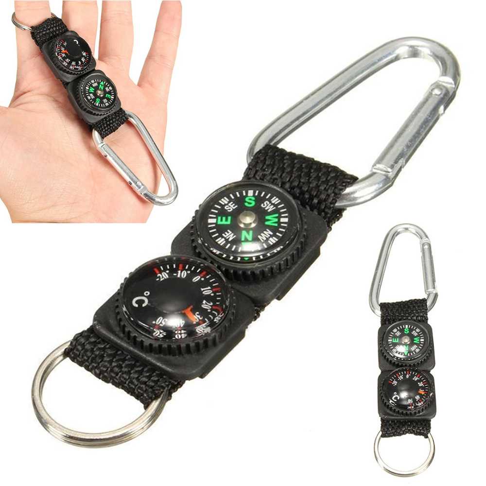 Gantungan Kunci 3 in 1 Kompas Termometer Carabiner Key Ring