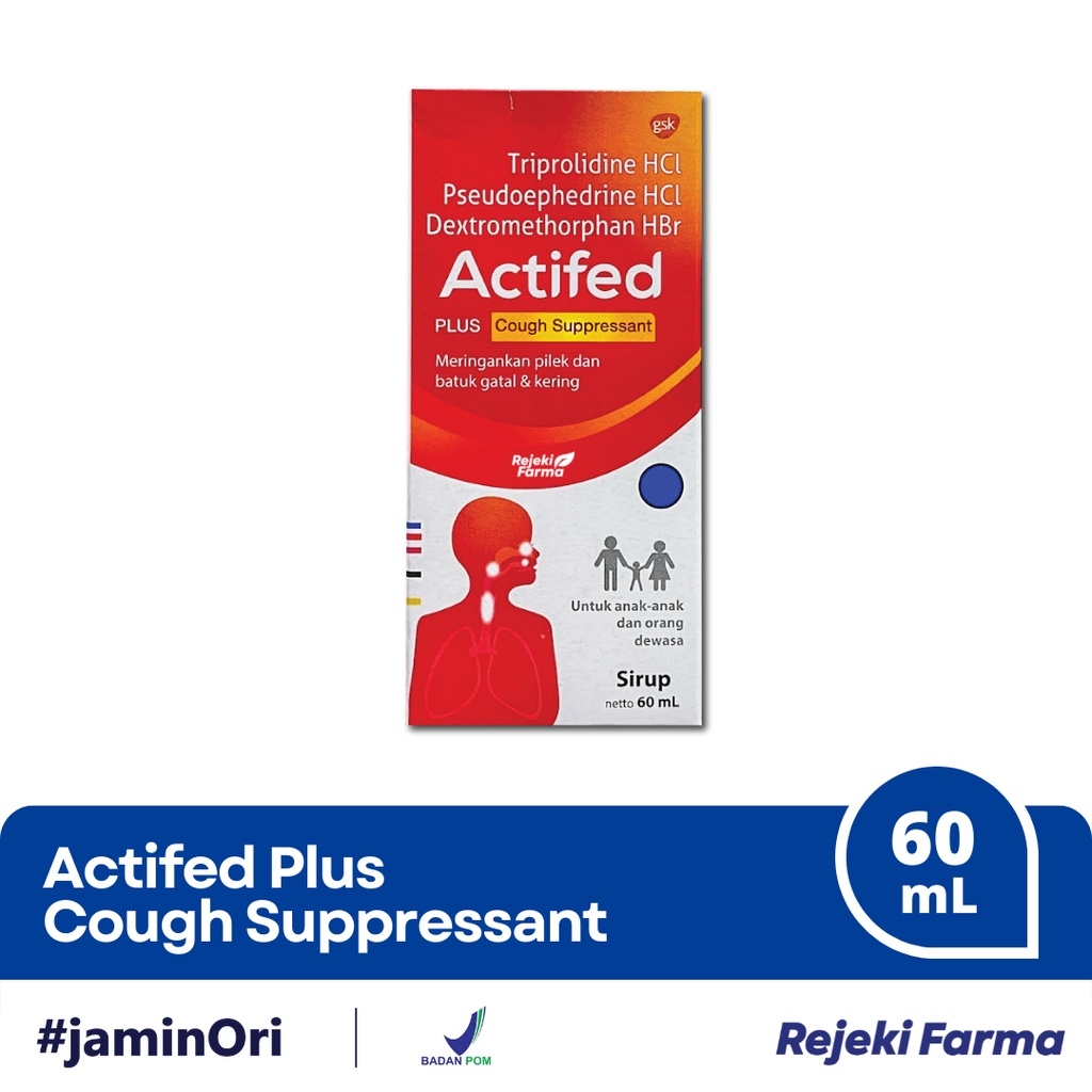 Jual Actifed Plus Cough Suppressant Sirup 60 ML Merah Syrup Obat