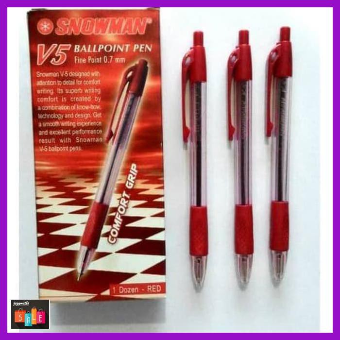 

Silutala- Pen / Pulpen Snowman V5 0.7Mm 1 Lusin - Biru -Ori.