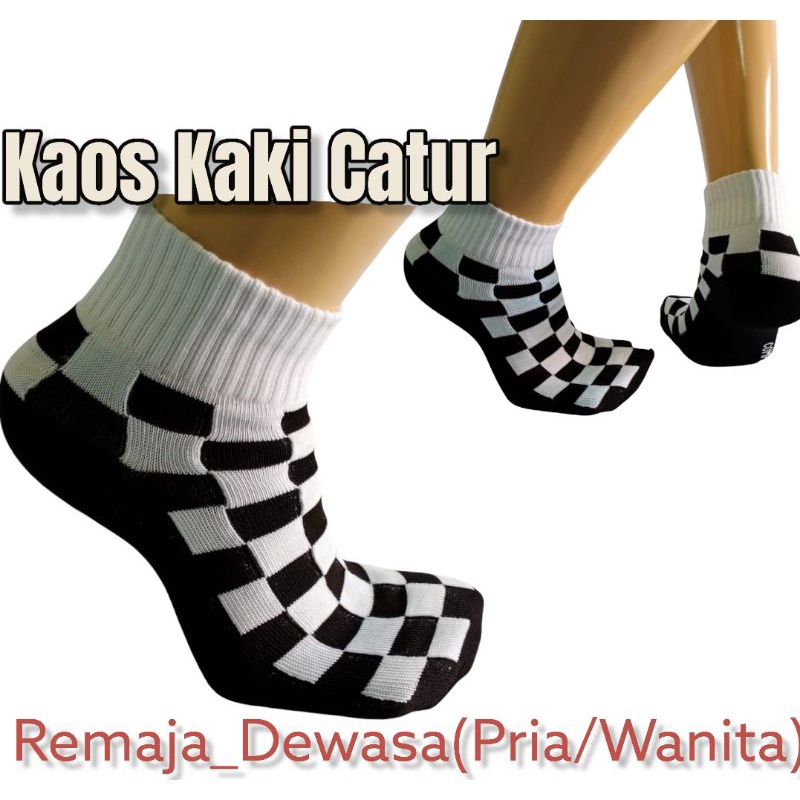 Kaos Kaki Semata kaki Motif Catur/Kaos Kaki Olah Raga