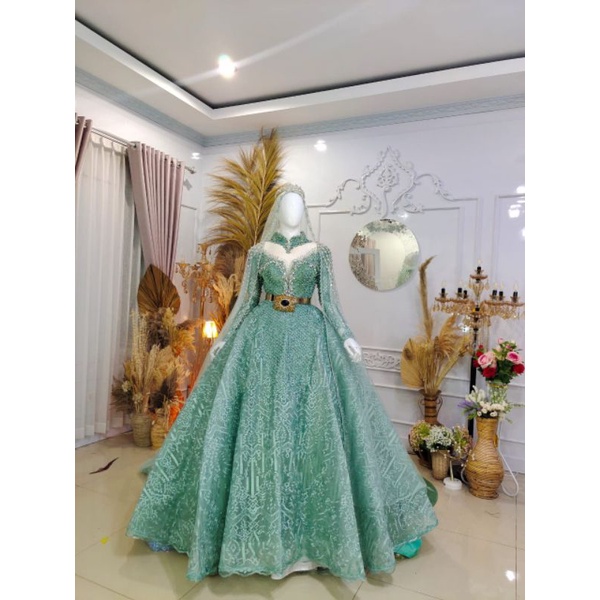 GAUN PENGANTIN BARBIE TILE AKAR TRIDI//GAUN WEDDING MEWAH//GAUN BEREKOR