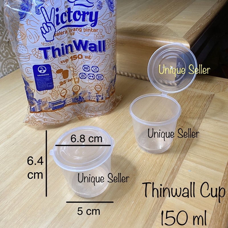 Thinwall Cup Puding 150 ml Victory isi 25 pcs / Thinwall Sauce Cup 150 ml / Tempat Saos Bumbu 150 ml Victory / Thinwall Cup Puding 150ml / Cup Puding 150 ml 150ml / Thinwal Saos Cup 35 ml 35ml