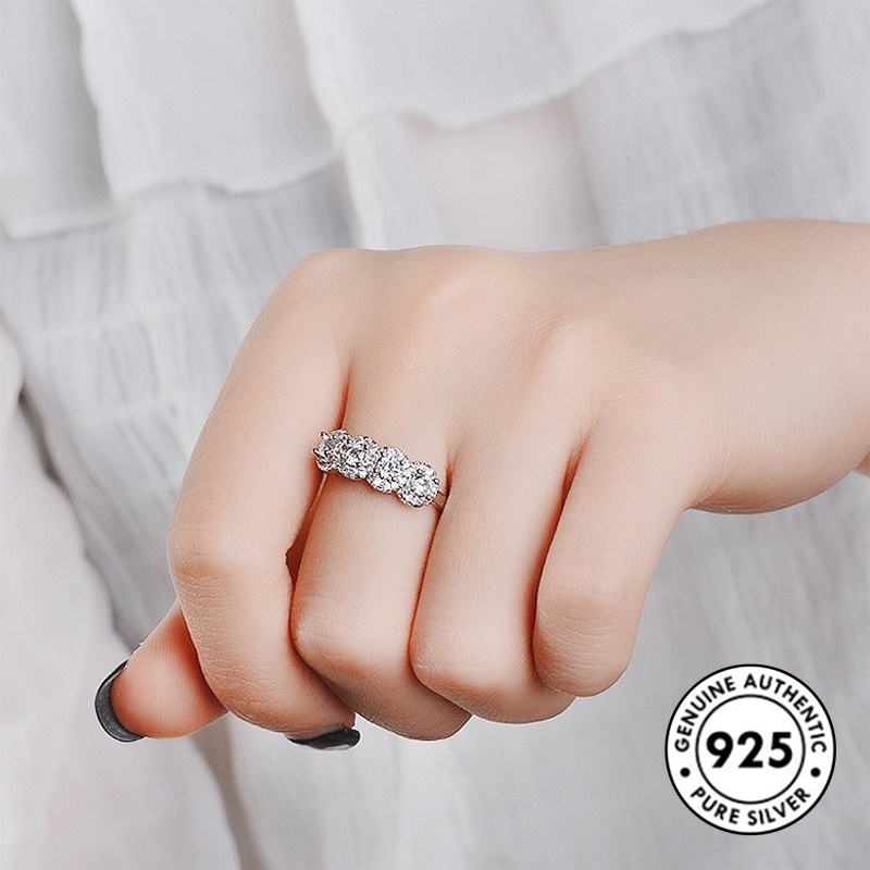 Cincin Moissanite Bahan S925 Silver Untuk Wanita