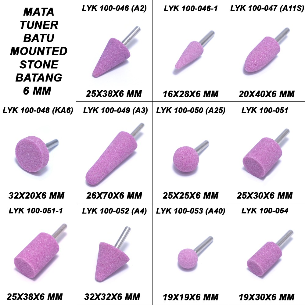 LYK - Mata Tuner Batu - Monted Stone Batang 6 mm