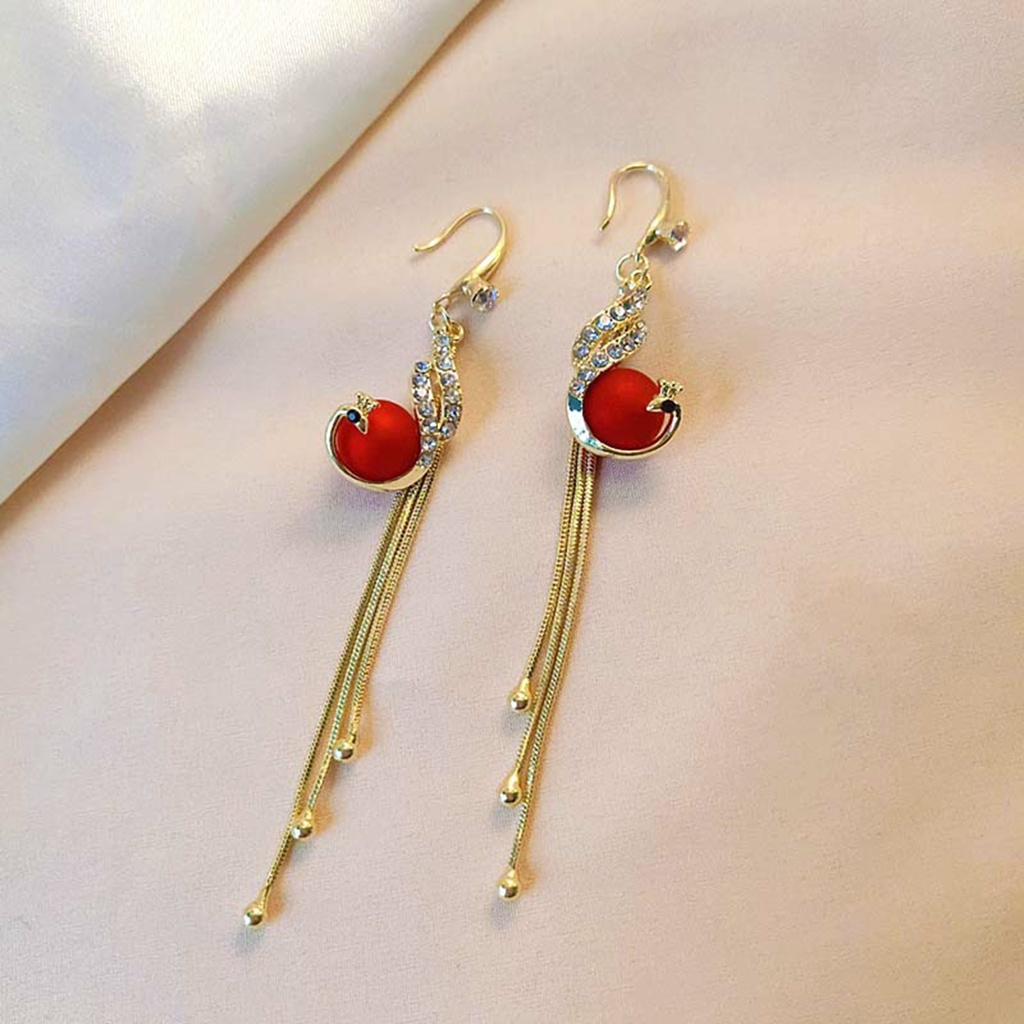 Hu Hu Hu Hu Hu Alat Bantu Pasang Kacamata♡ 1 Pasang Anting Kait Gantung Wanita Bahan Alloy Desain Merak Hias Mutiara Imitasi Untuk Pesta