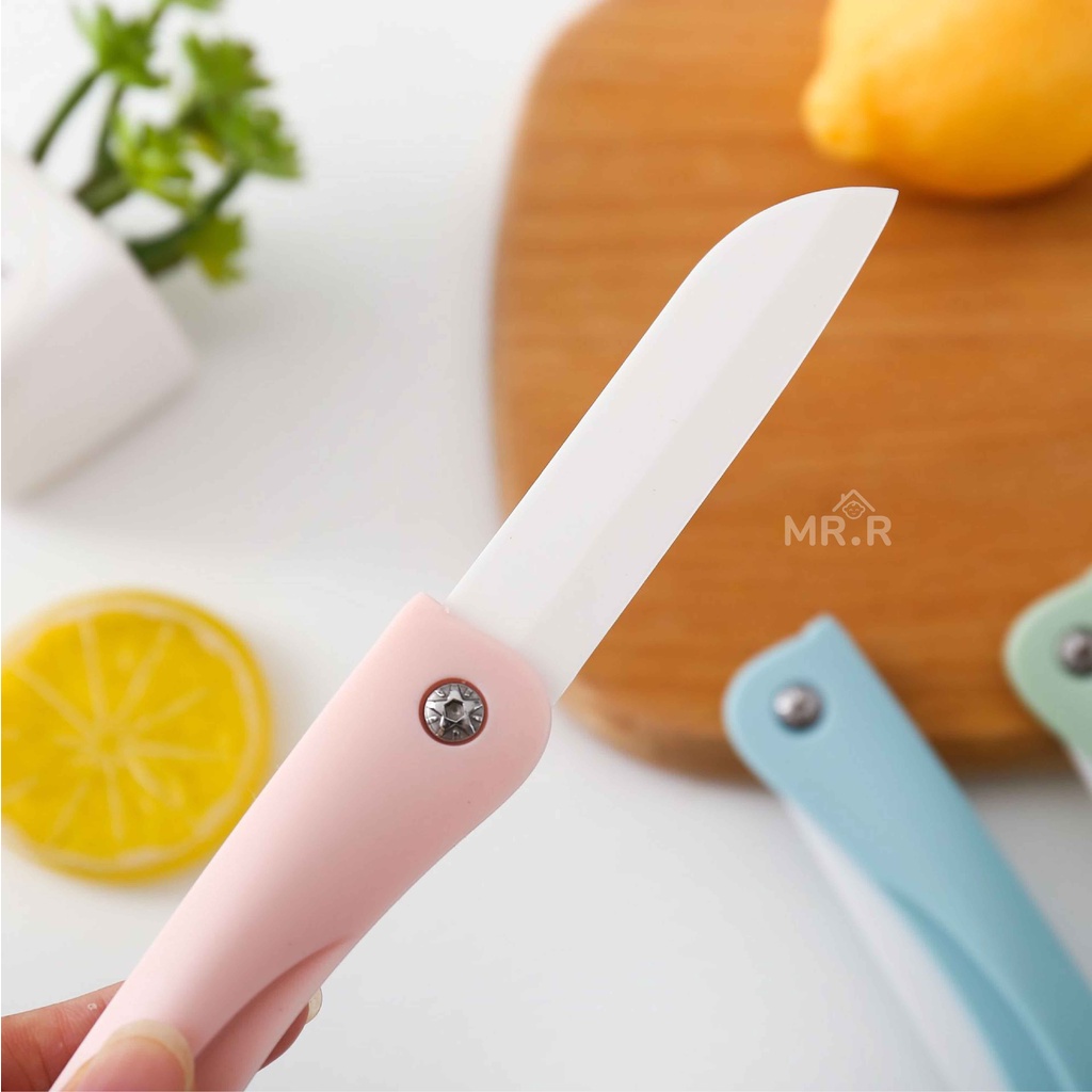 Pisau Dapur Lipat Pisau Travel Keramik Potong Memotong Buah Sayur Portable Folding Ceramic Knife