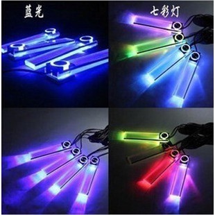 4 in 1 Lampu LED Akrilik Warna Hias Interior Mobil Plug n Play Colokan Rokok 12V