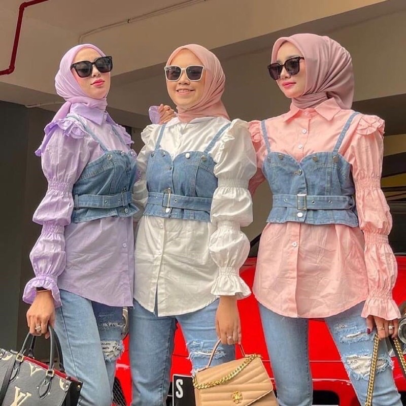 ATASAN KEMEJA 2in1 VEST JEANS IMPORT
