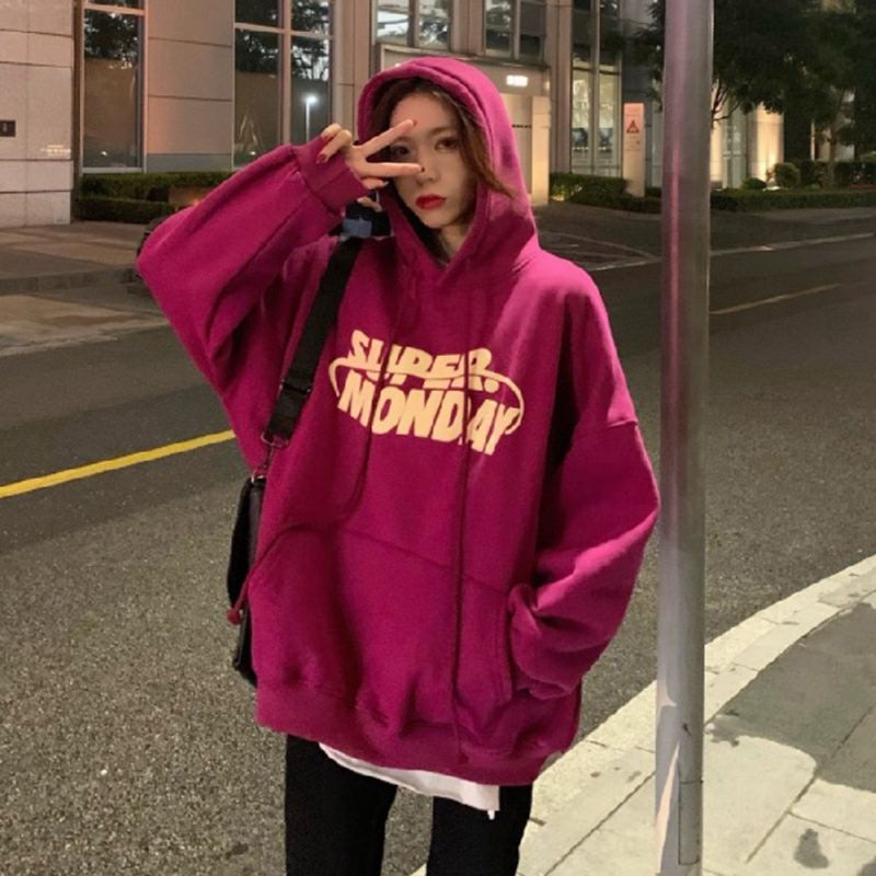 Hoodie MONDAY VIBES (S - 6XL) Jaket Jumper Korean Style BIGSIZE Super Monday Sweatshirt Harajuku Pria Wanita Jacket Boy Girl BIG SIZE M L XL XXL XXXL XXXXL 3L 4L 5XL Fanta Fuschia Burgundy Pink Baby Grey