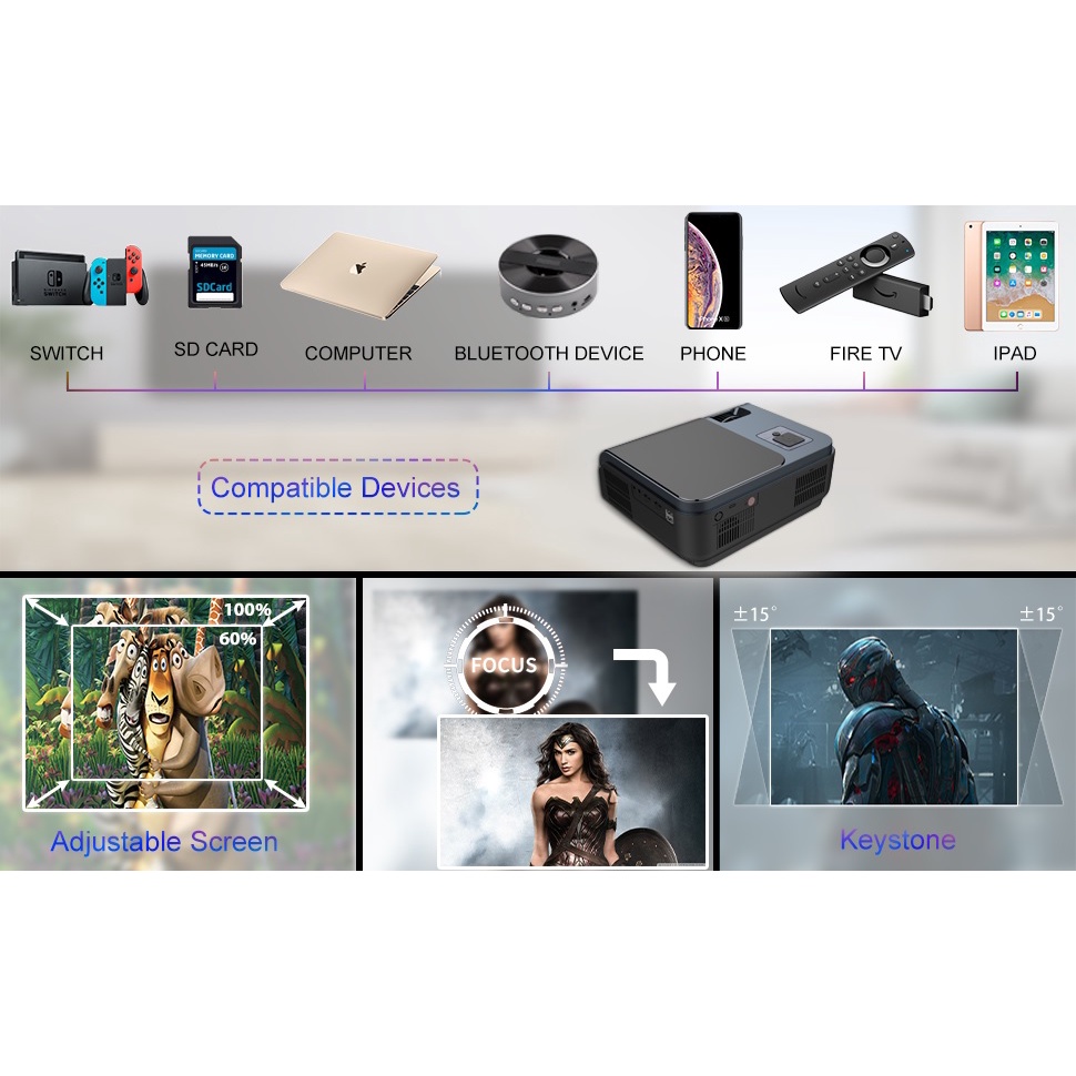 CHEERLUX C50 ANDROID (NON ATV) - Home Business LCD Projector 4000 Lumens - Full HD 1080P - SETARA CHEERLUX CL770 ANDROID