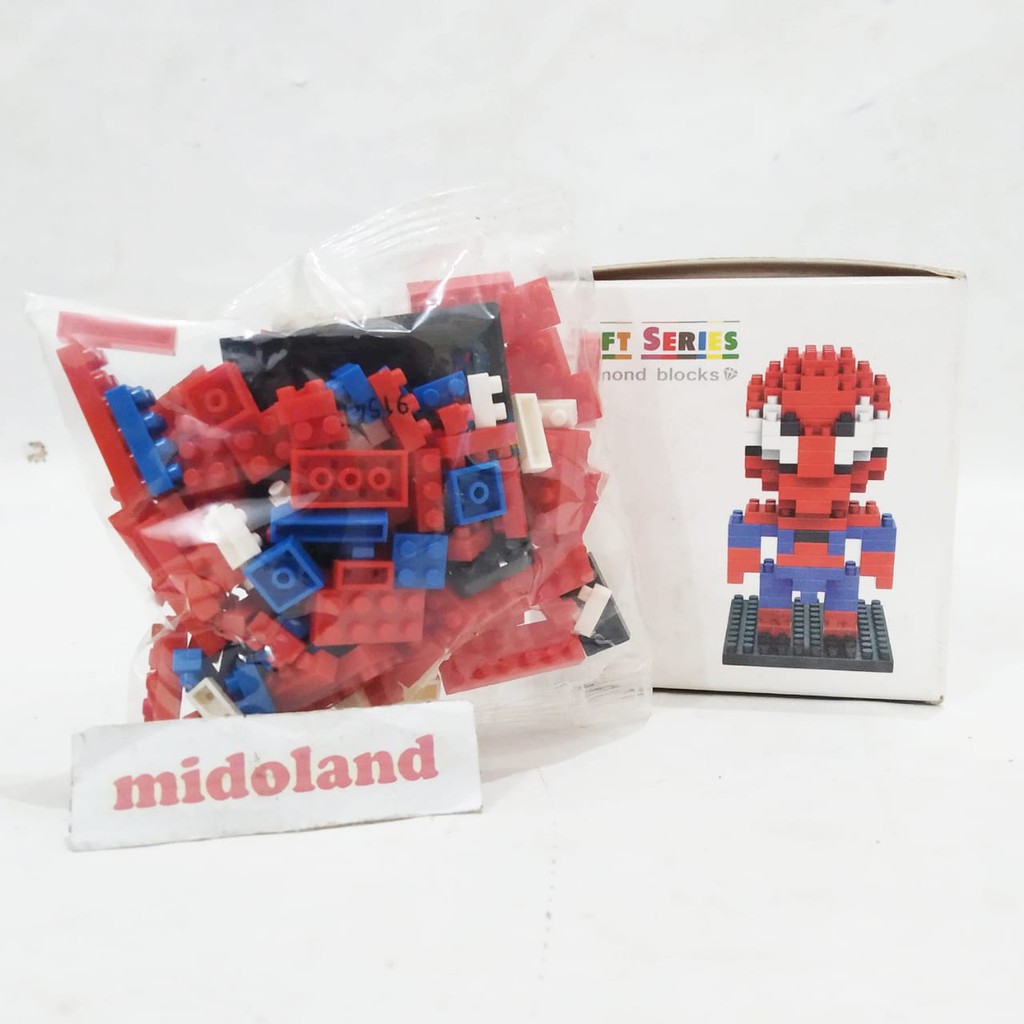 Mainan anak merakit Rakitan Lego Mini Brick Nano Diamond Block karakter spiderman