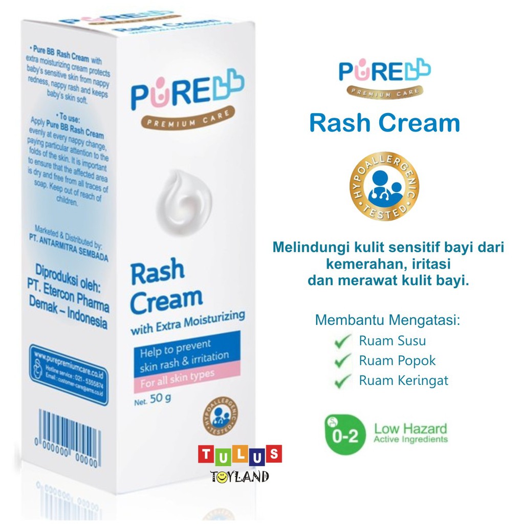 PURE bb RASH CREAM PureBB Baby Krim mengobati kulit kemerahan iritasi ruam bayi