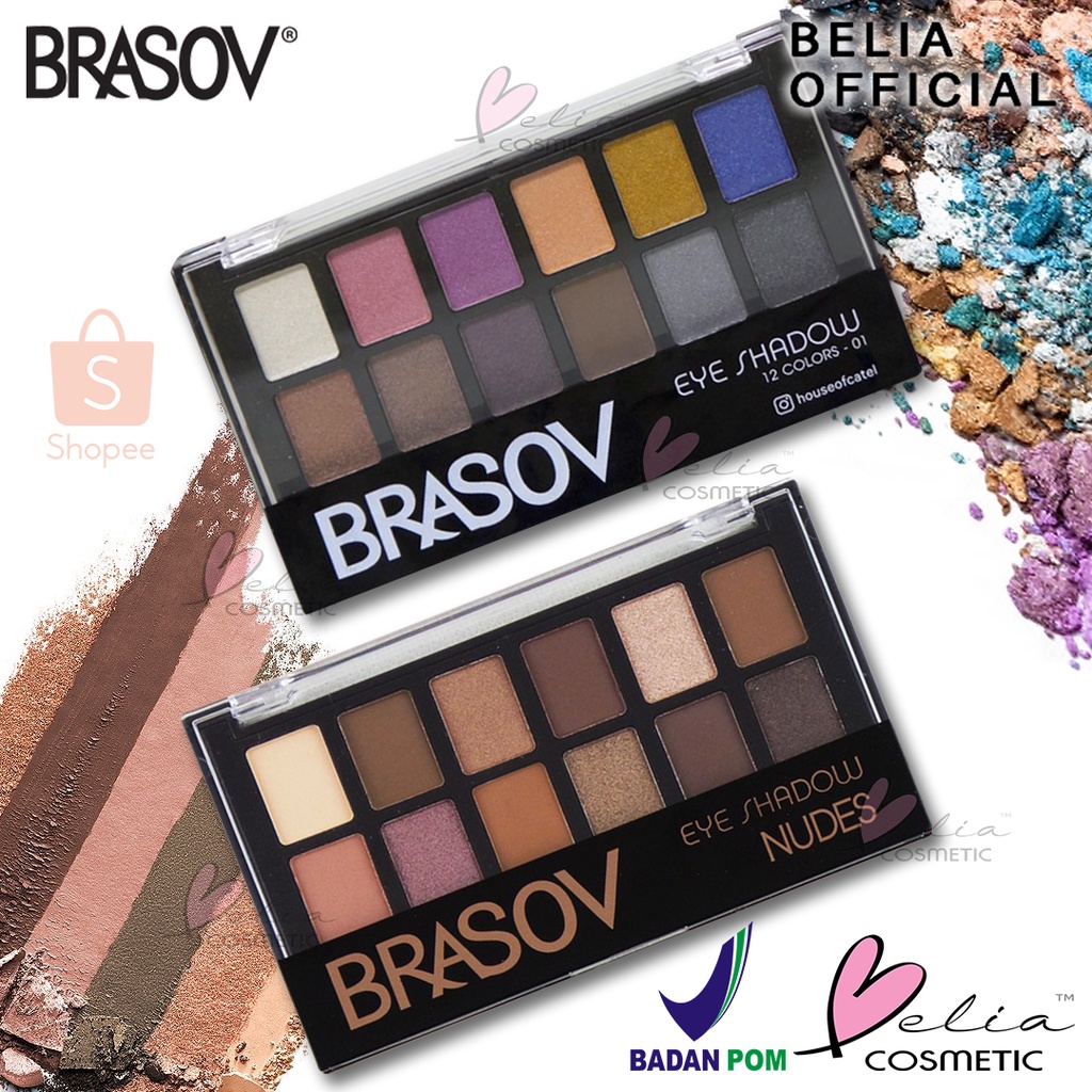 ❤ BELIA ❤ BRASOV Eyeshadow Nudes | 12 Colors warna | palet eye shadow BPOM