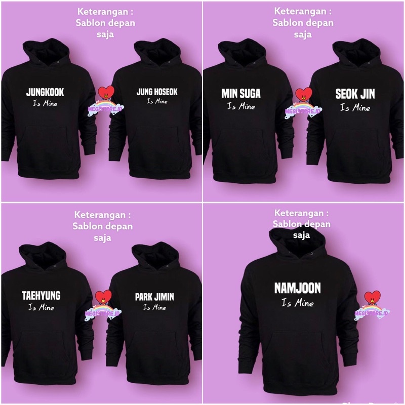 HOODIE BTS HURUF KATA NAMA BANGTAN