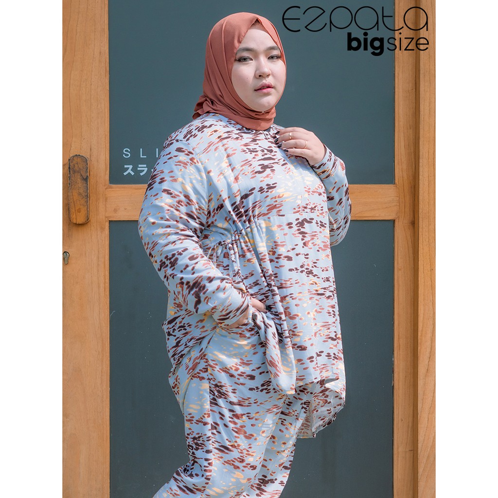 Set Piyama Jumbo Rayon LD 132 cm Serut Pinggang Resleting Dada Busui Friendly Terbaru