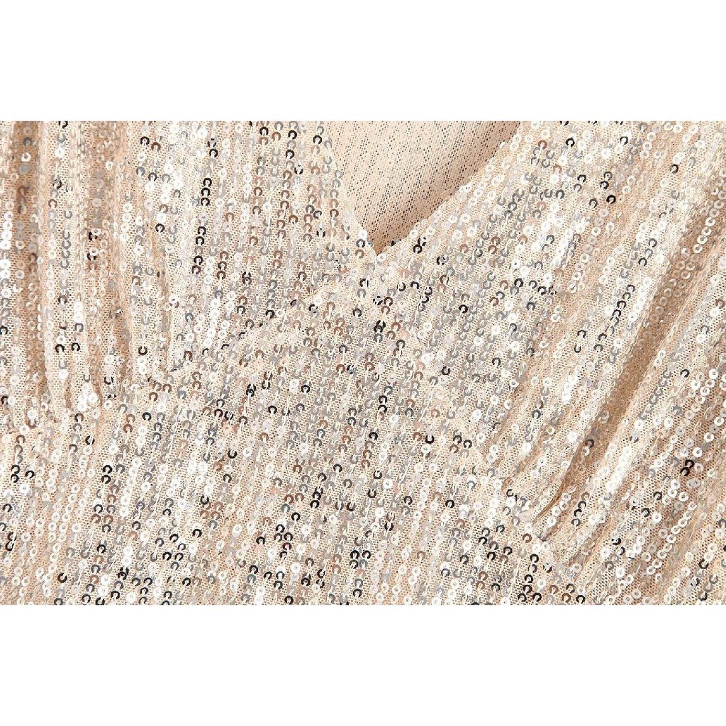 [baju wanita korea]  Sequin Party Mini Dress Pesta Wanita Korea Import Gold Beige