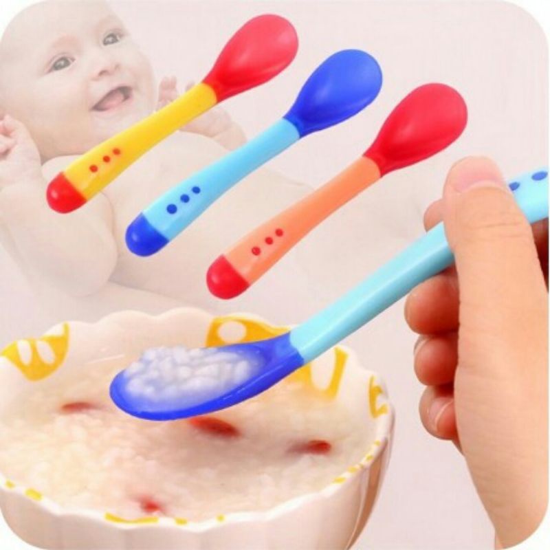 Set mangkok makan bayi + sendok sensor panas