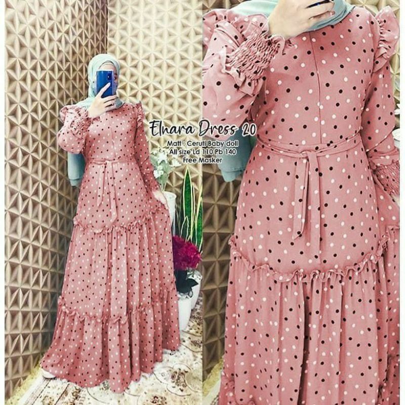 ELNARA DRESS 20~LD : 110 cm PB : 140 cm~Gamis Ceruty Babydoll
