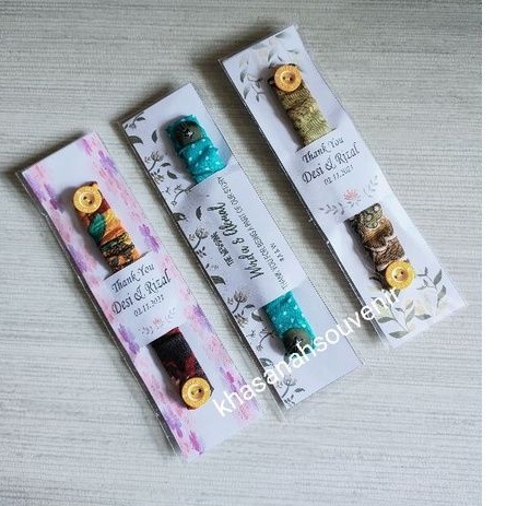 souvenir konektor masker hijab kemas plastik alas kertas custom desain tulisan