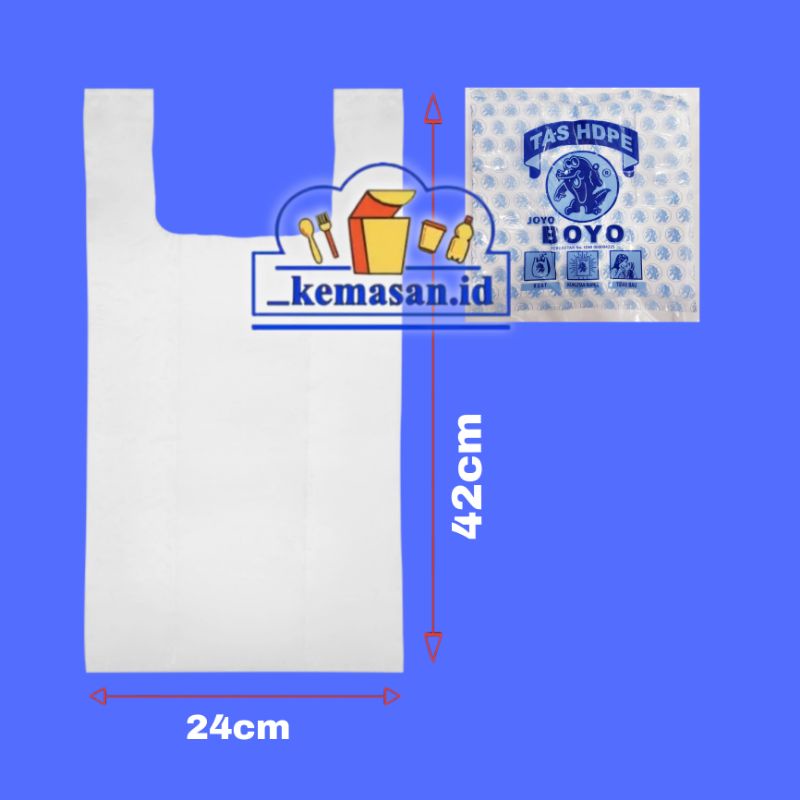 KRESEK PUTIH BOYO BIRU 24X42 50PCS