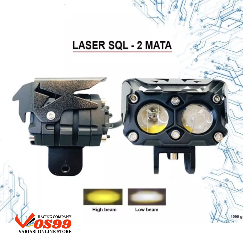 LAMPU TEMBAK LASER FOGLAMP SQL 2 MATA LED SUPERBRIGHT 60 WATT HIGH BEAM / LOW BEAM