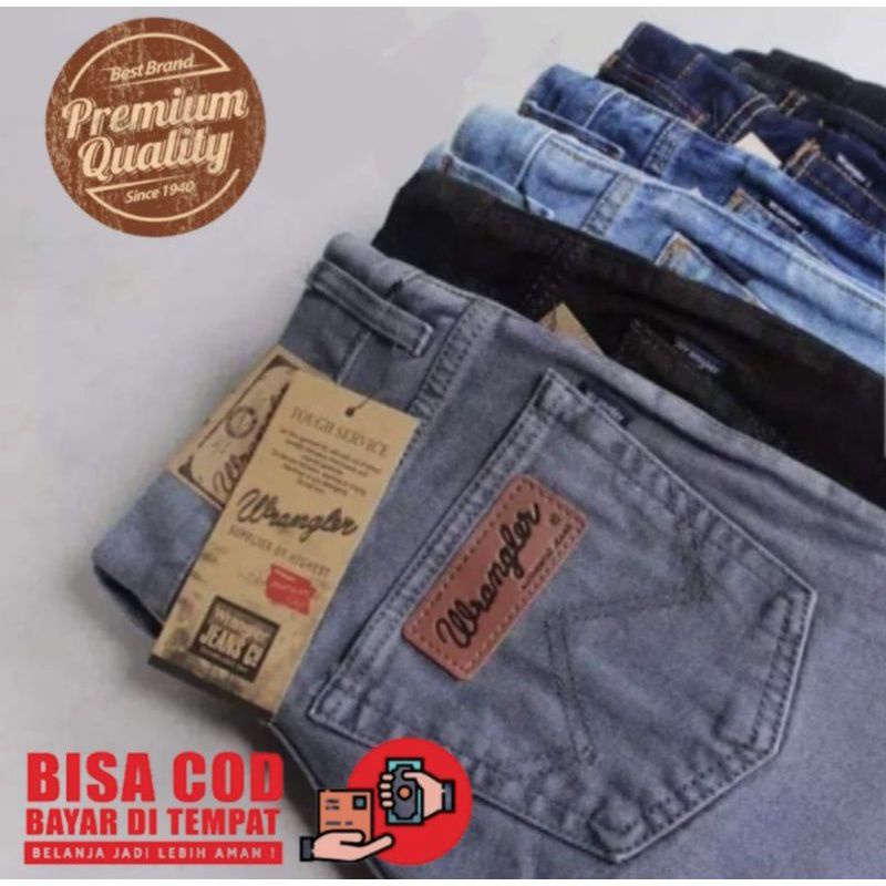 JJ - CELANA JEANS MODEL STANDAR REGULER WRANGL3R PRIA - COKLAT 28-38