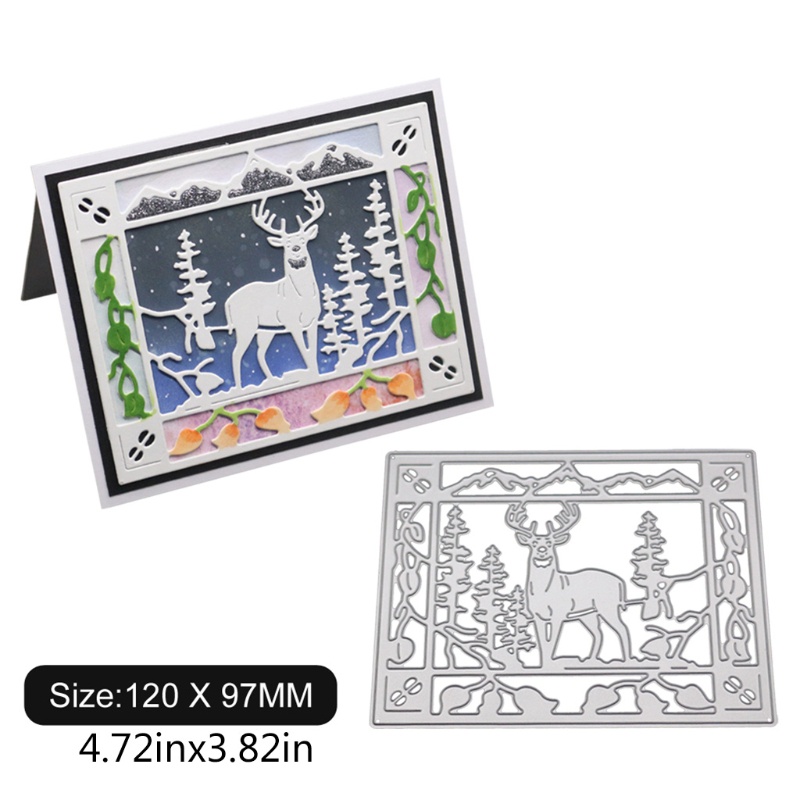 Cetakan Stensil Cutting Dies Motif Rusa Natal Bahan Metal Untuk Scrapbook / Craft DIY