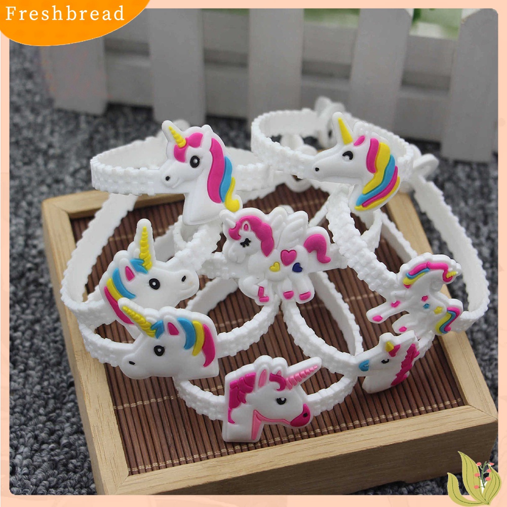 [TERLARIS]5Pcs Cartoon Unicorn PVC Bracelets Kids Gifts Cute Adjustable Wristbands