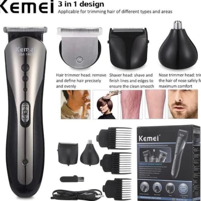 [[BISA COD]] Clipper Kemei KM-1407 Alat Mesin Cukur Rambut Kumis Jenggot Sistem Cas - KM-1407