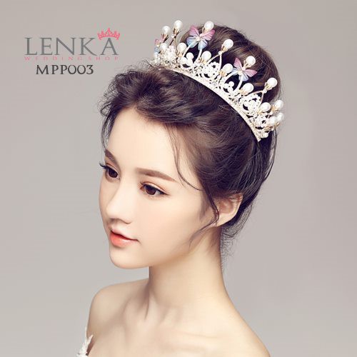 [BISA COD] MAHKOTA PENGANTIN PESTA BRIDAL CROWN TIARA MUTIARA PUTIH MPP003