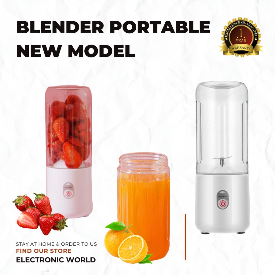 New Juicer Portable Low Watt 35 Watt 410ml Murah Garansi Resmi 1 Tahun - Merah Muda