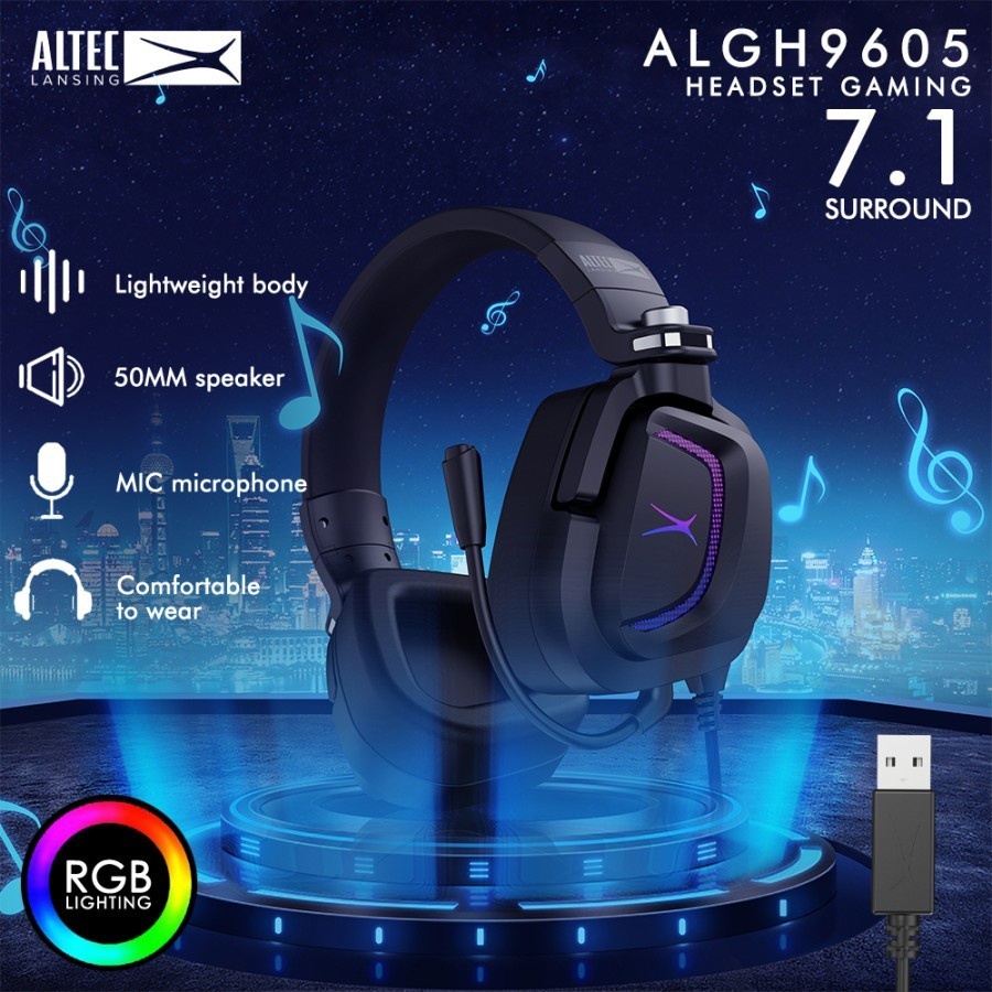 Headset Gaming ALTEC LANSING ALGH-9605 7.1 Surround Sound Wired RGB