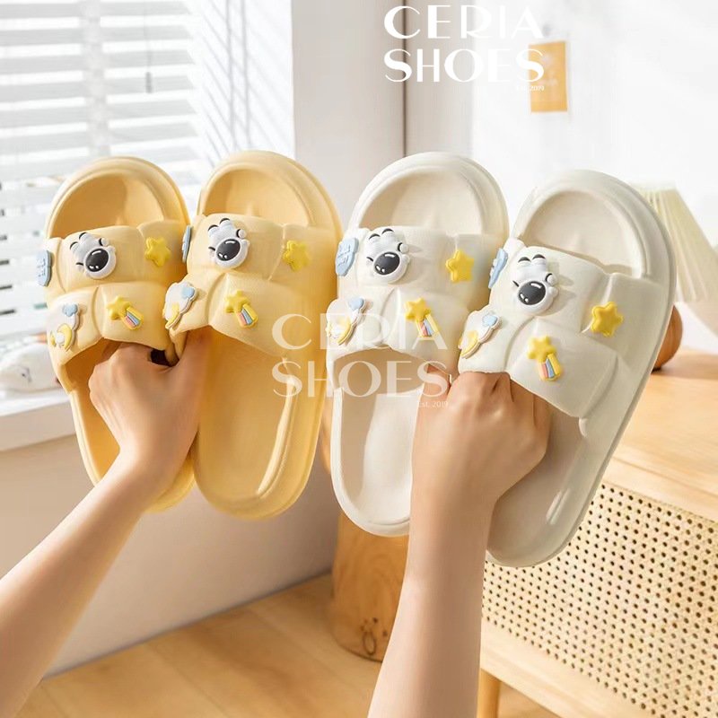 PVC Sandal Slop Wanita Rubber Super Soft Slippers import Elastic Astronaut Moon Summer Sandals Bahan Karet Lentur