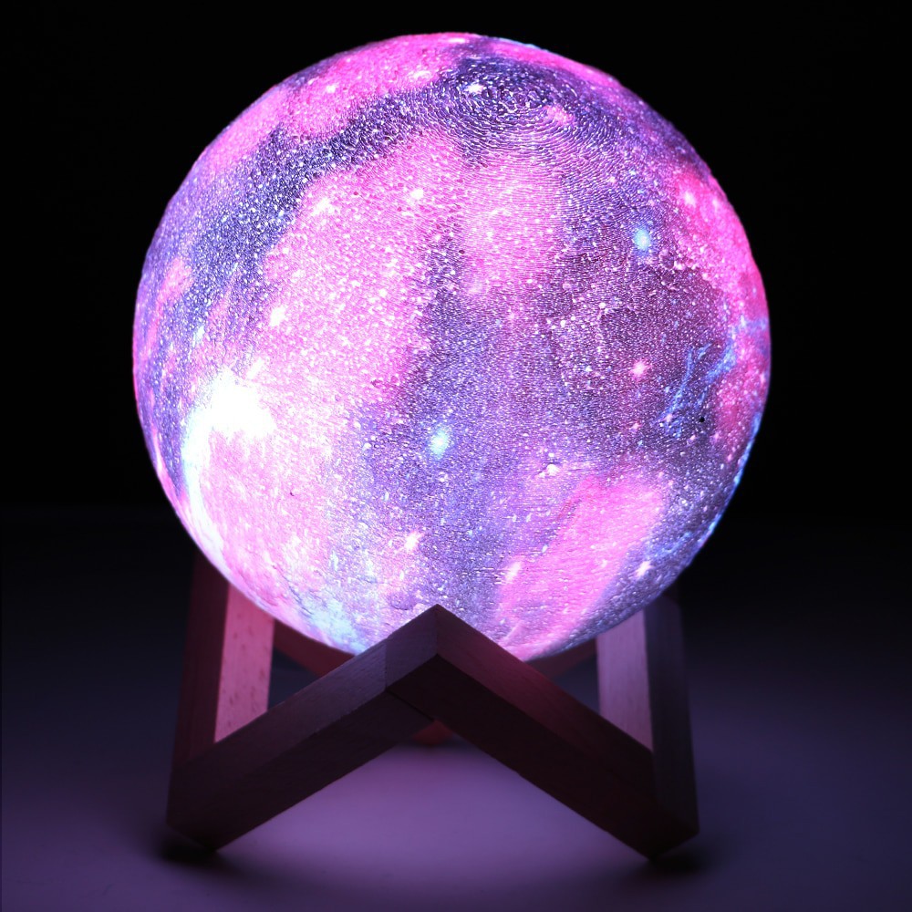 Grab Medan Lampu Tidur 3D Printed Moon Night Light Table Rechargeable Lamp 16 Color 15CM Coquim