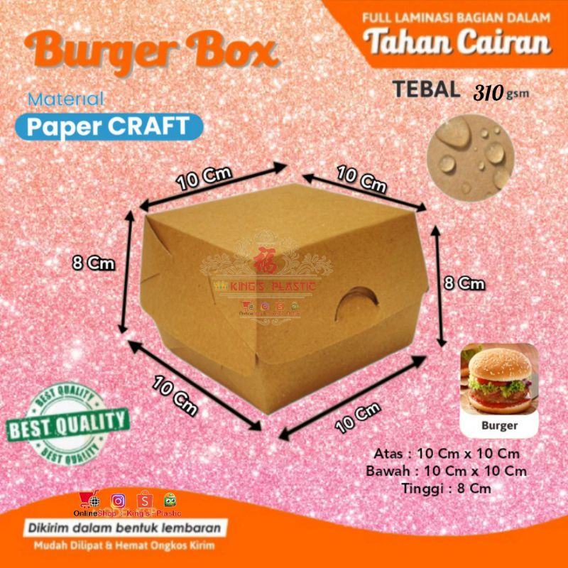 

Kotak Burger Paper Craft Uk : 10x10x8